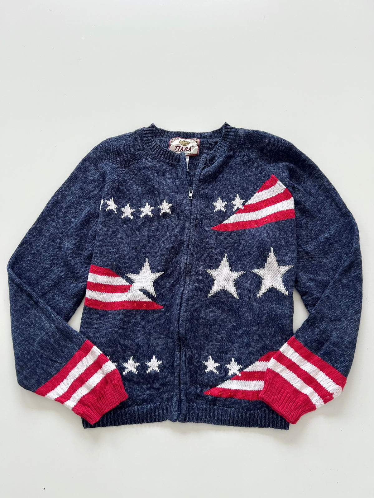 Tiara Embroidered Zipper Sweater-Bust 52