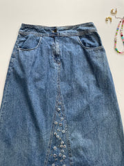 Embroidered Denim Skirt-Waist 28