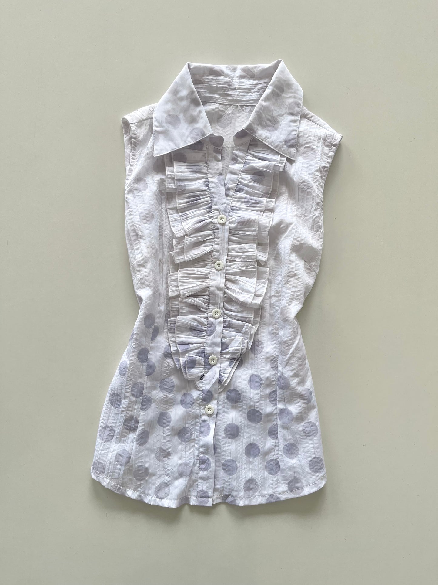 White Ruffle Y2k Top-Bust 36