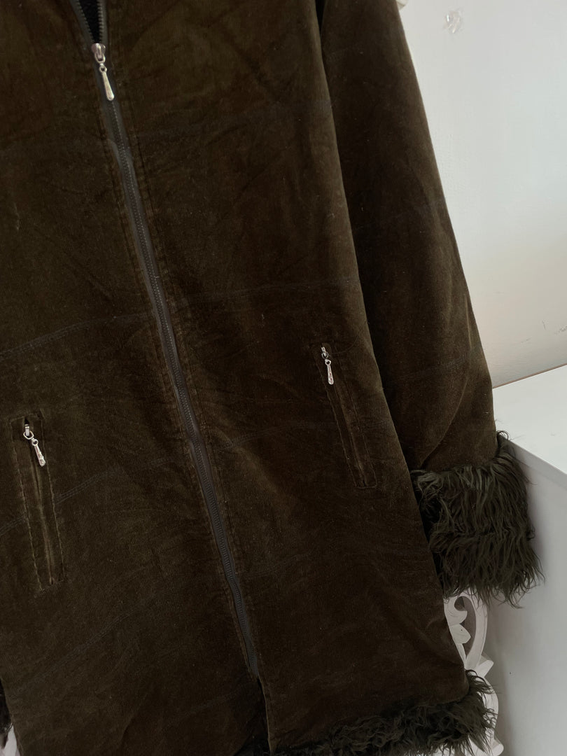 Vintage Fur Lined Corduroy Jacket-Bust 32