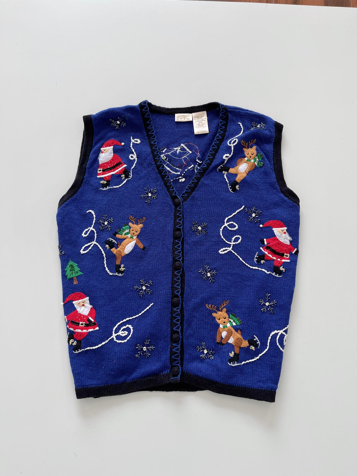 Bobbie Brooks Embroidered Christmas Vest Sweater-Bust 52