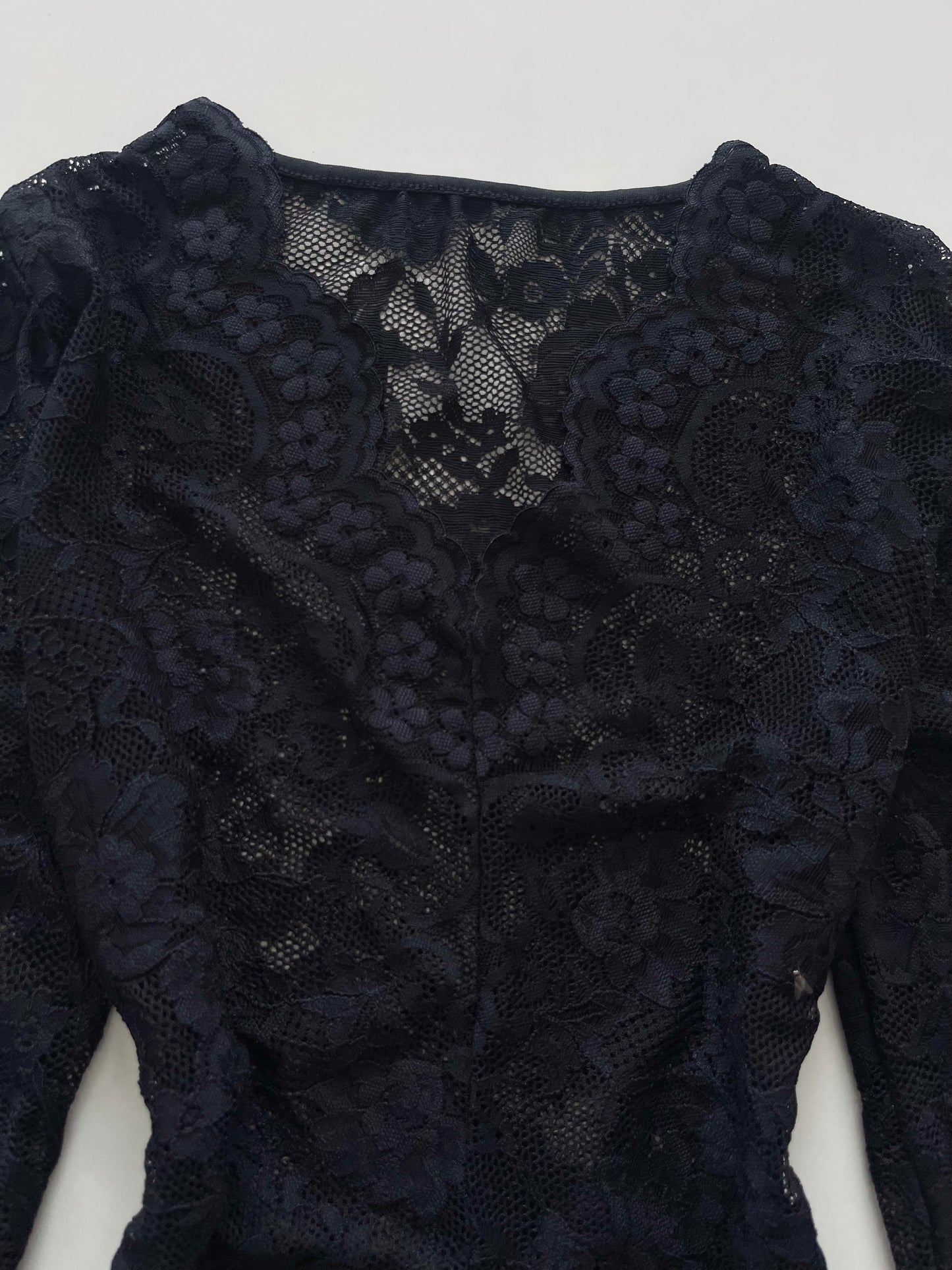 Lace V-Neck Sheer Top-Bust 34 to 36