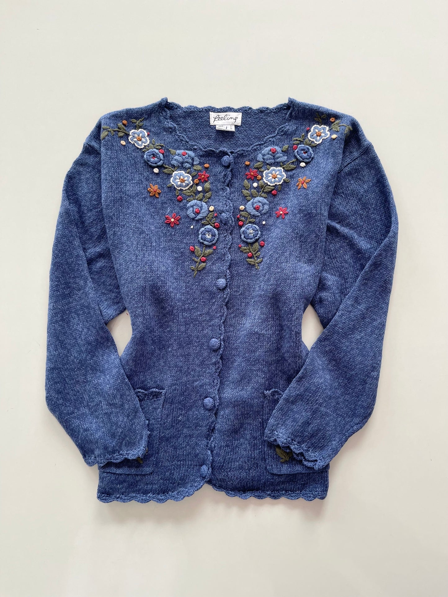 Feeling Embroidered Vintage Sweater-Bust 54