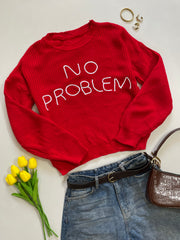 No Problem Red Soft Sweater - Bust 40 to 44