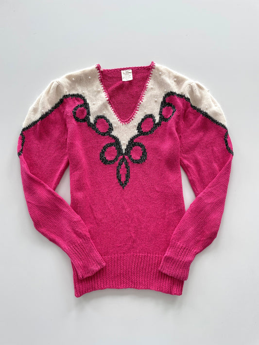 Pink Embroidered Sweater-Bust 40