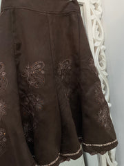 Vintage Embroidered Suede Skirt-Waist 32