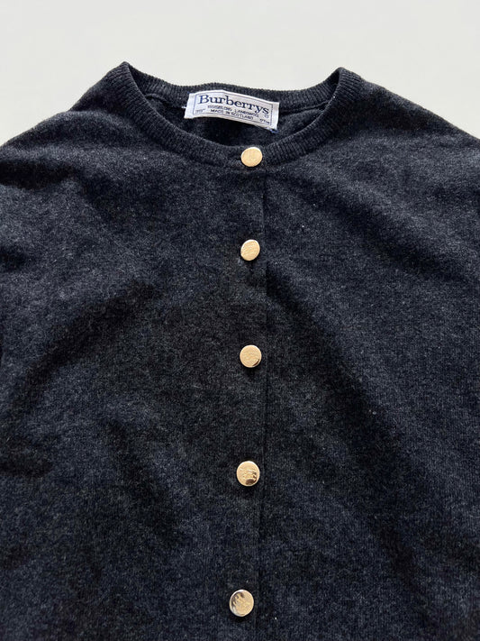 Burberry’s 100%Geelong Lambs Wool Vintage Cardigan With Engraved Buttons-Bust 36