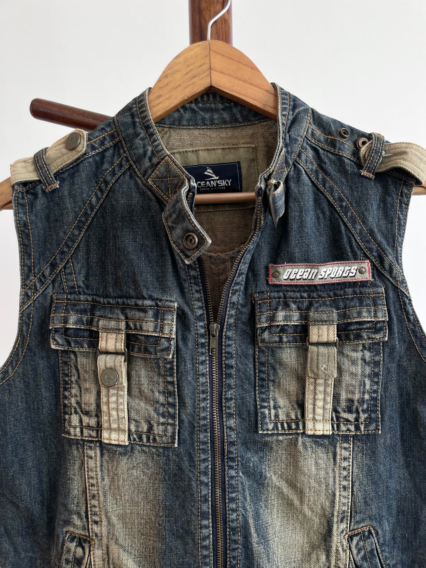 Ocean Sky Denim Vest-Chest 38