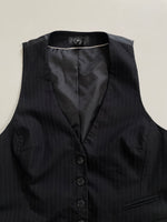 Load image into Gallery viewer, H&amp;M Black Pinstripe Waistcoat - Bust 32
