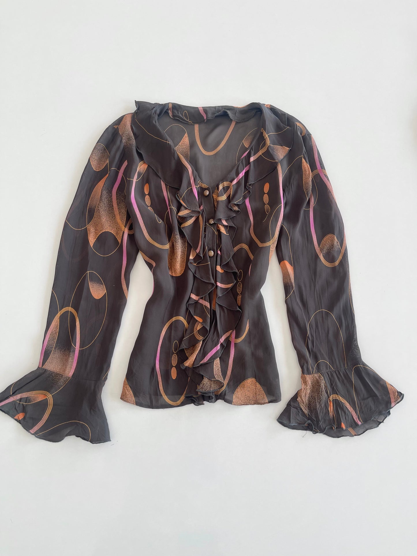 Ruffle Vintage Sheer Top-Bust 42