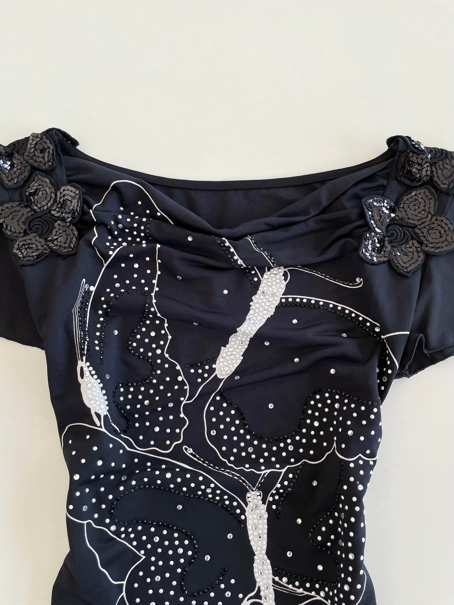 Cowl Neck Vintage Sequin Top-Bust 34 to 36