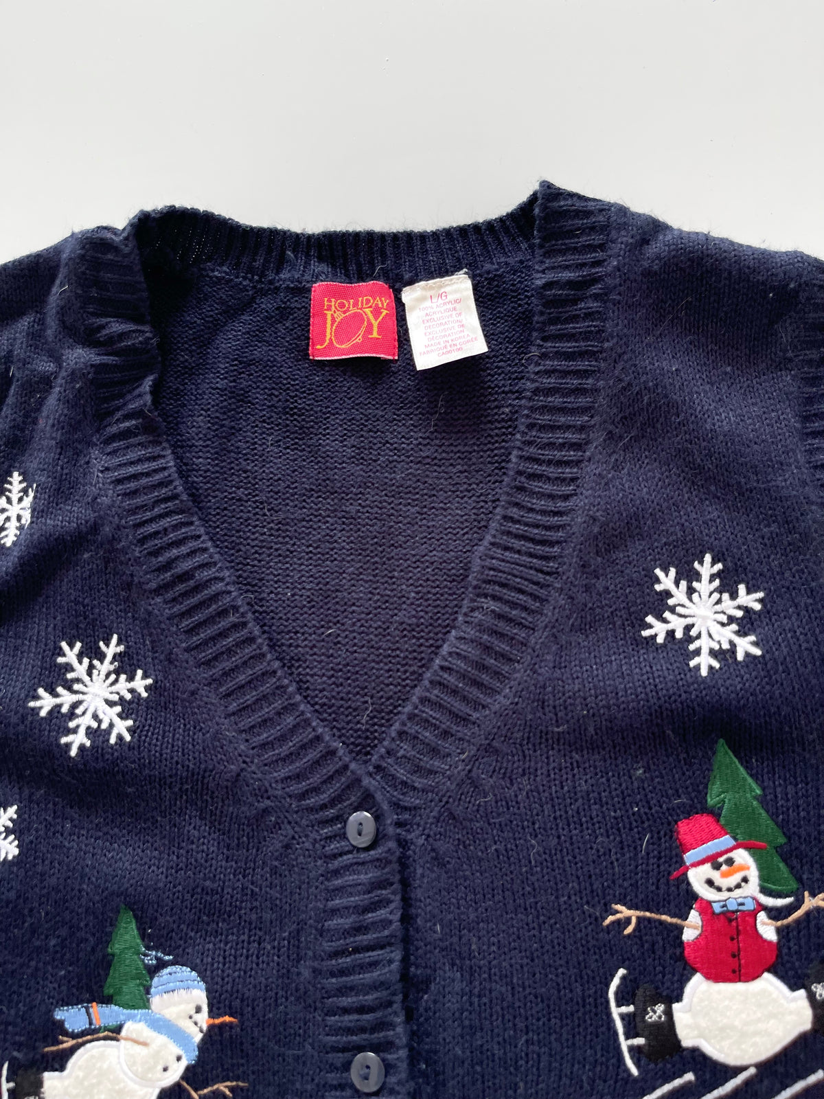 Holiday Joy Embroidered Christmas Vest Sweater-Bust 46