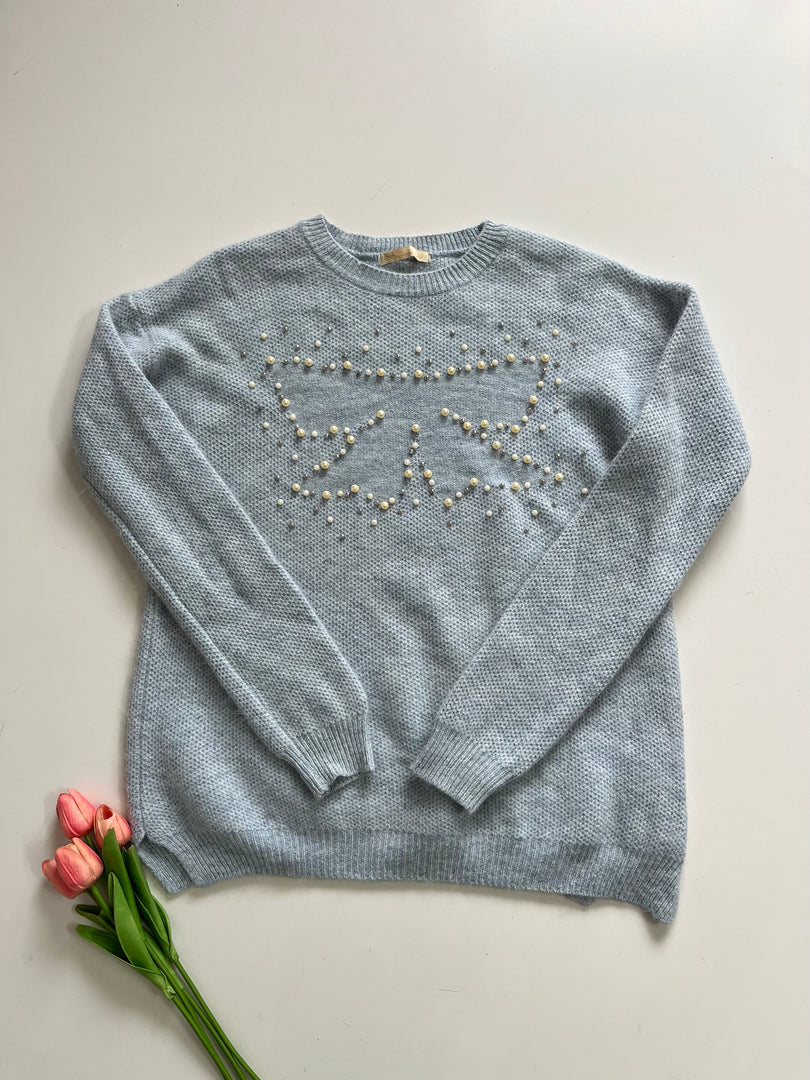 ANGORA BABY BLUE PEARL SWEATER - BUST 38 to 42