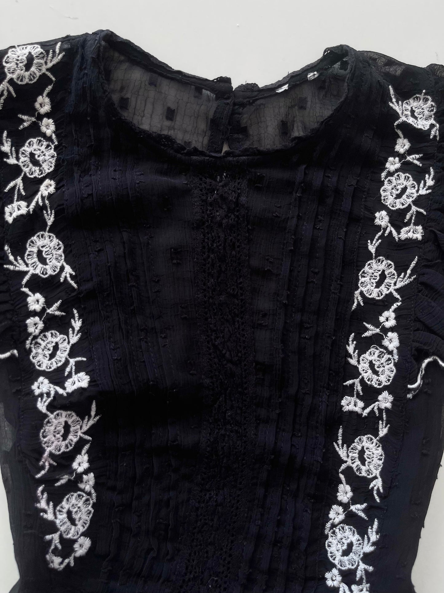 Embroidered Sheer Top-Bust 34
