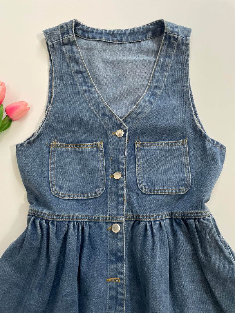 Skater Buttondown Denim Dress-Bust 34