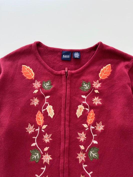 Basic Editions Embroidered Zipper Sweater-Bust 48