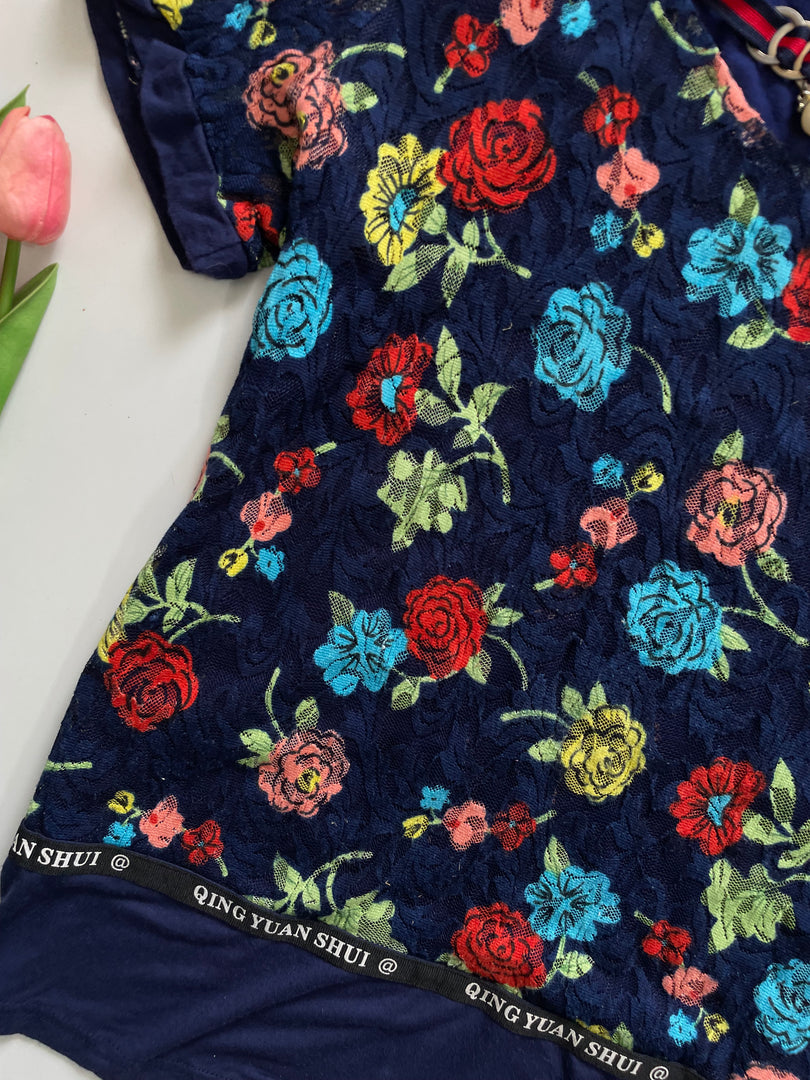 FLORAL DEEP BLUE TOP - BUST 34 TO 36