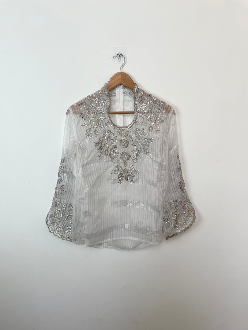 Heavily Embroidered Sheer Top-Bust 40