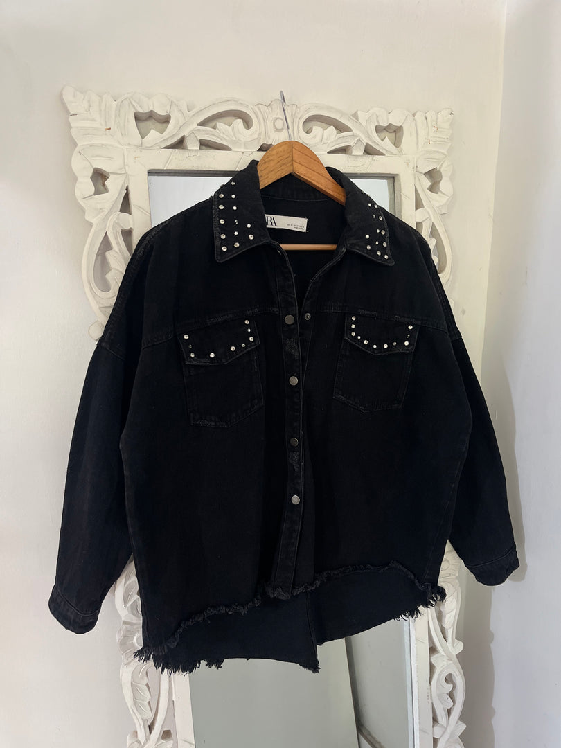 Zara Embellished Denim Jacket-Bust 46
