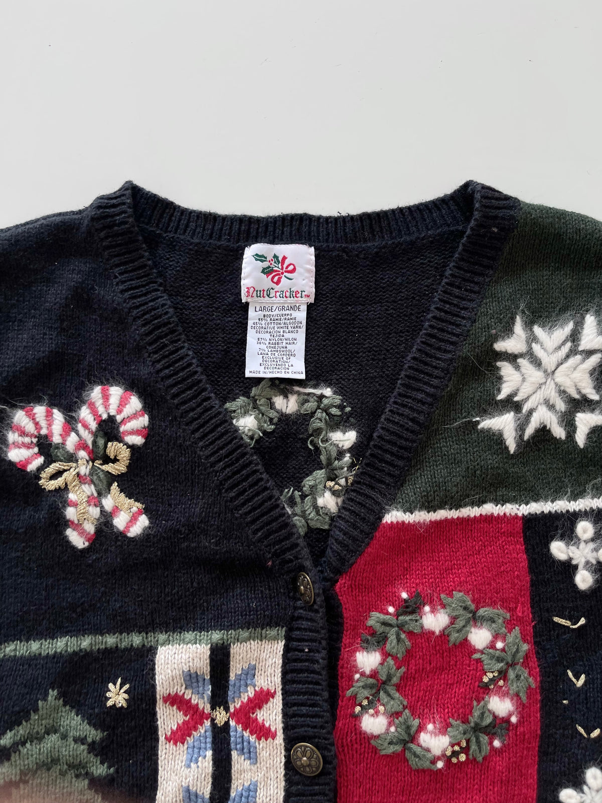 Nutcracker Embroidered Christmas Vest Sweater-Bust 44