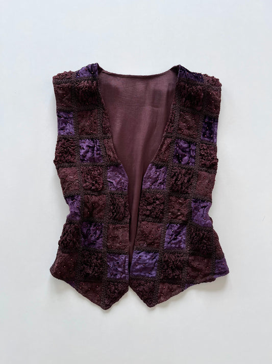 Vintage Embroidered Velvet Vest-Bust 40