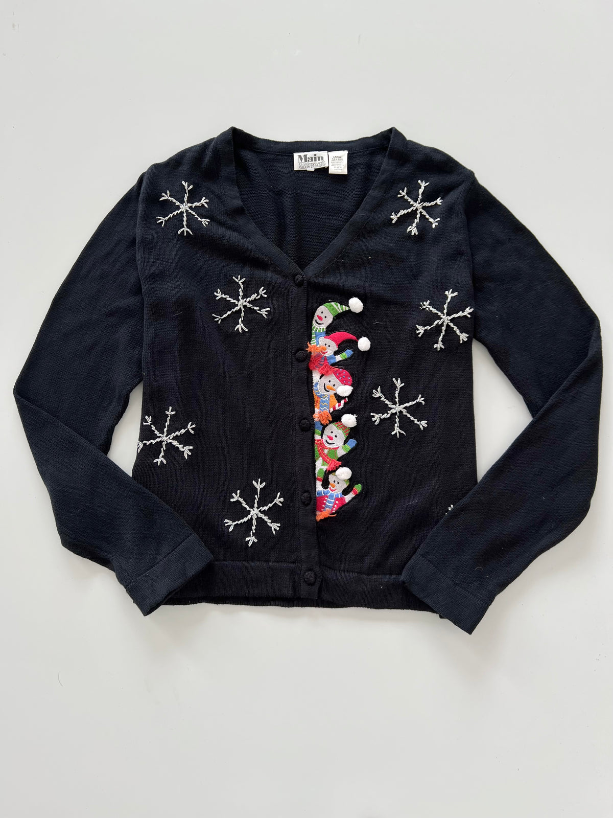Main Street Embroidered Christmas Cardigan Sweater-Bust 48