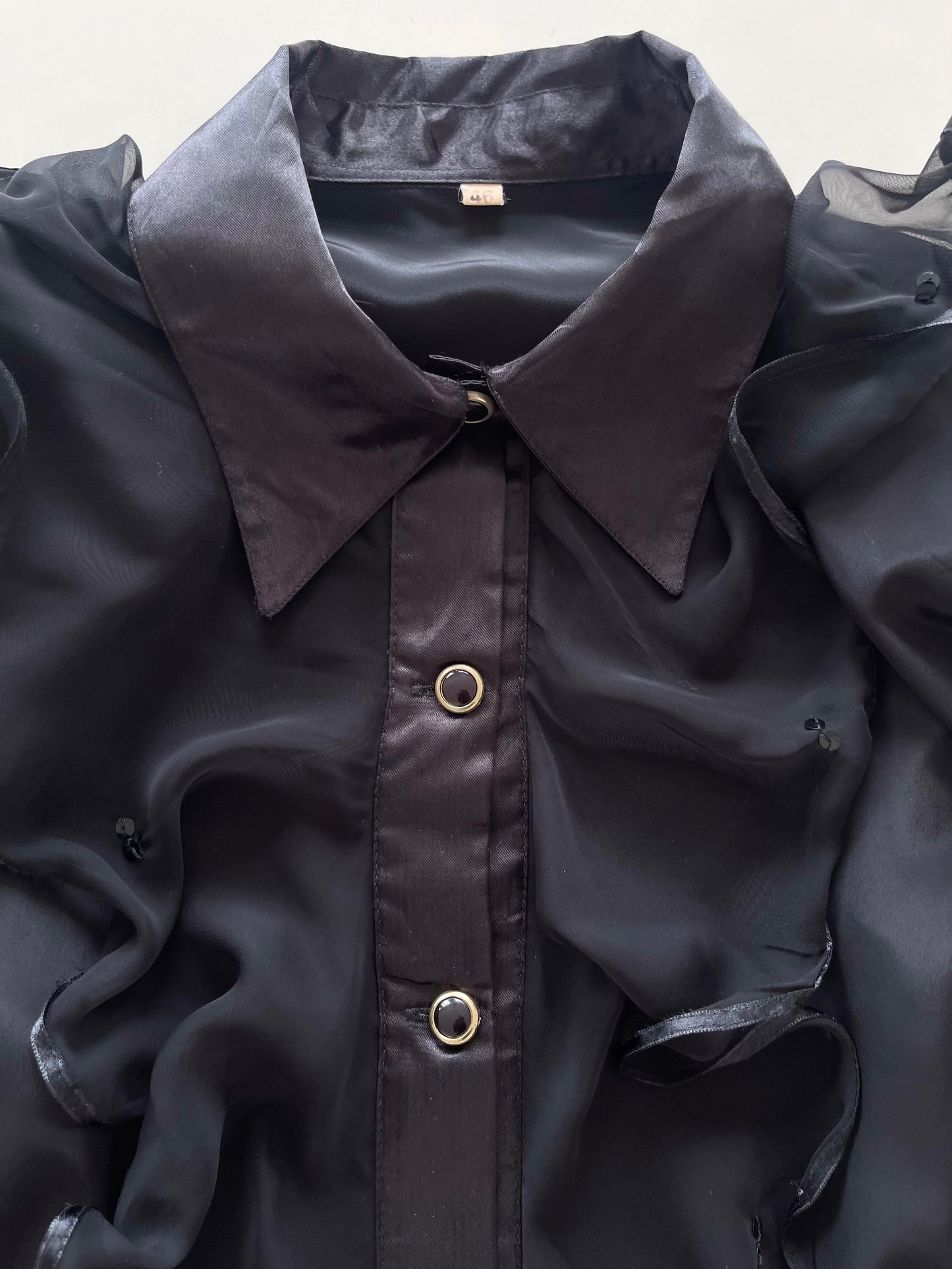 Vintage Ruffle Satin Shirt-Bust 42