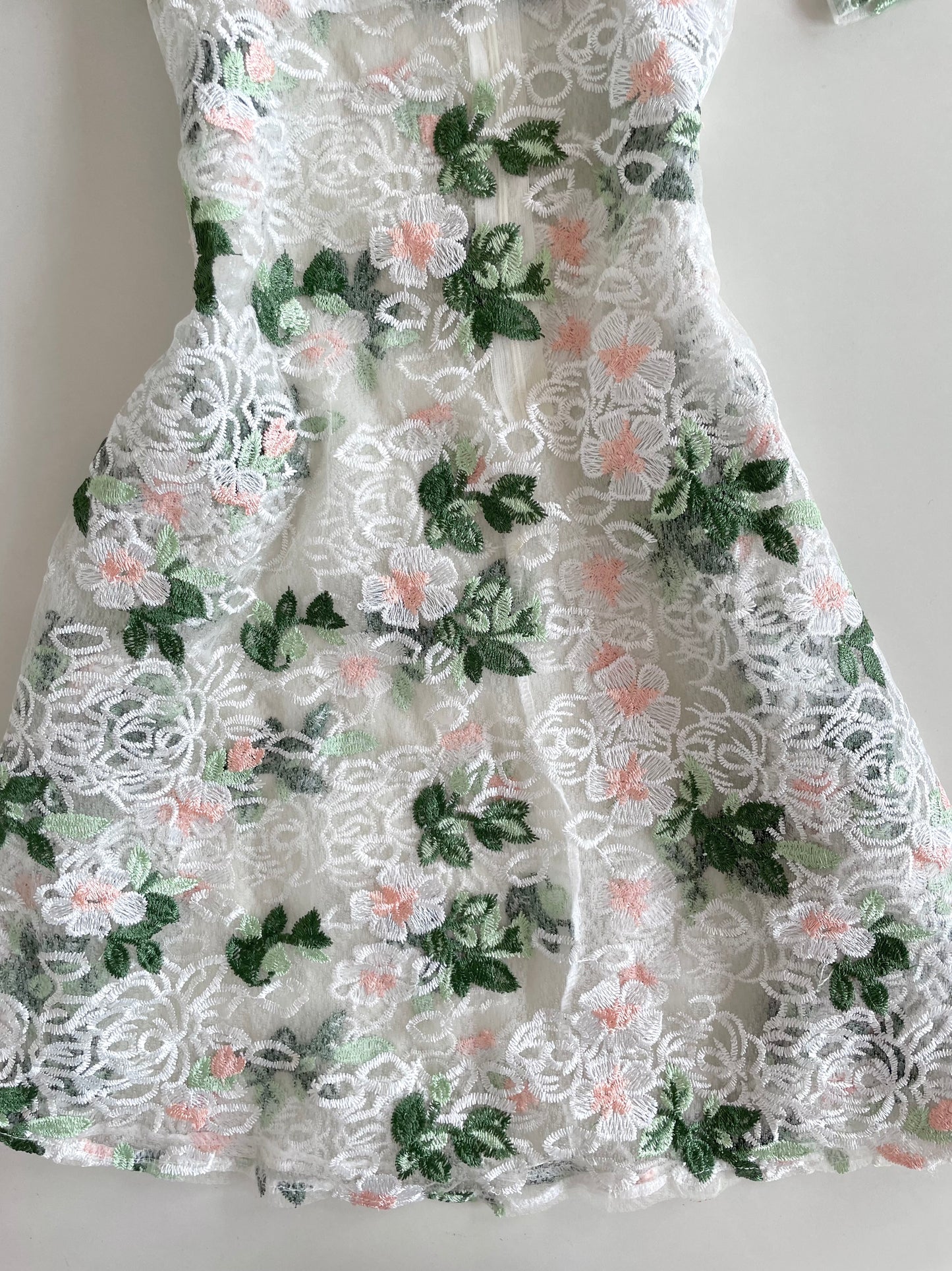 Embroidered Sheer Vintage Dress-Bust 36