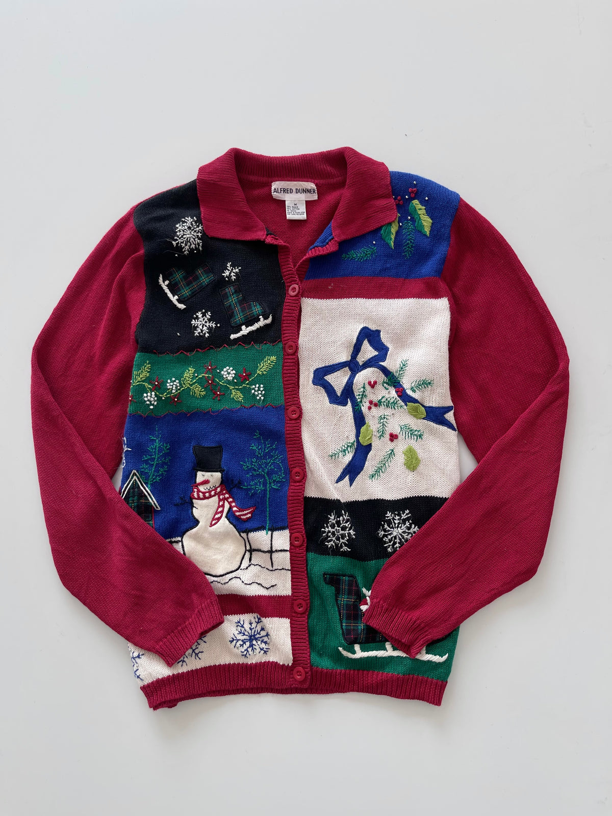 Alfred Dunner Embroidered Christmas Cardigan Sweater-Bust 44