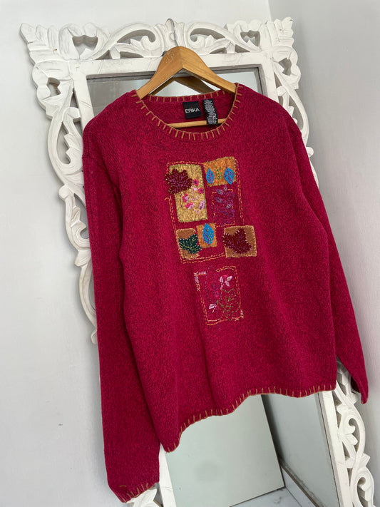Erika Embroidered Vintage Sweater-Bust 46