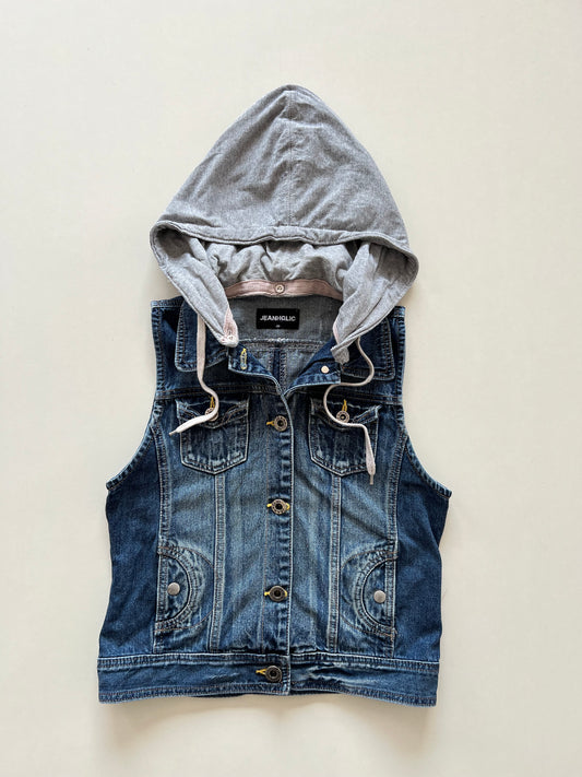 Jeanholic Hooded Denim Vest-Bust 34