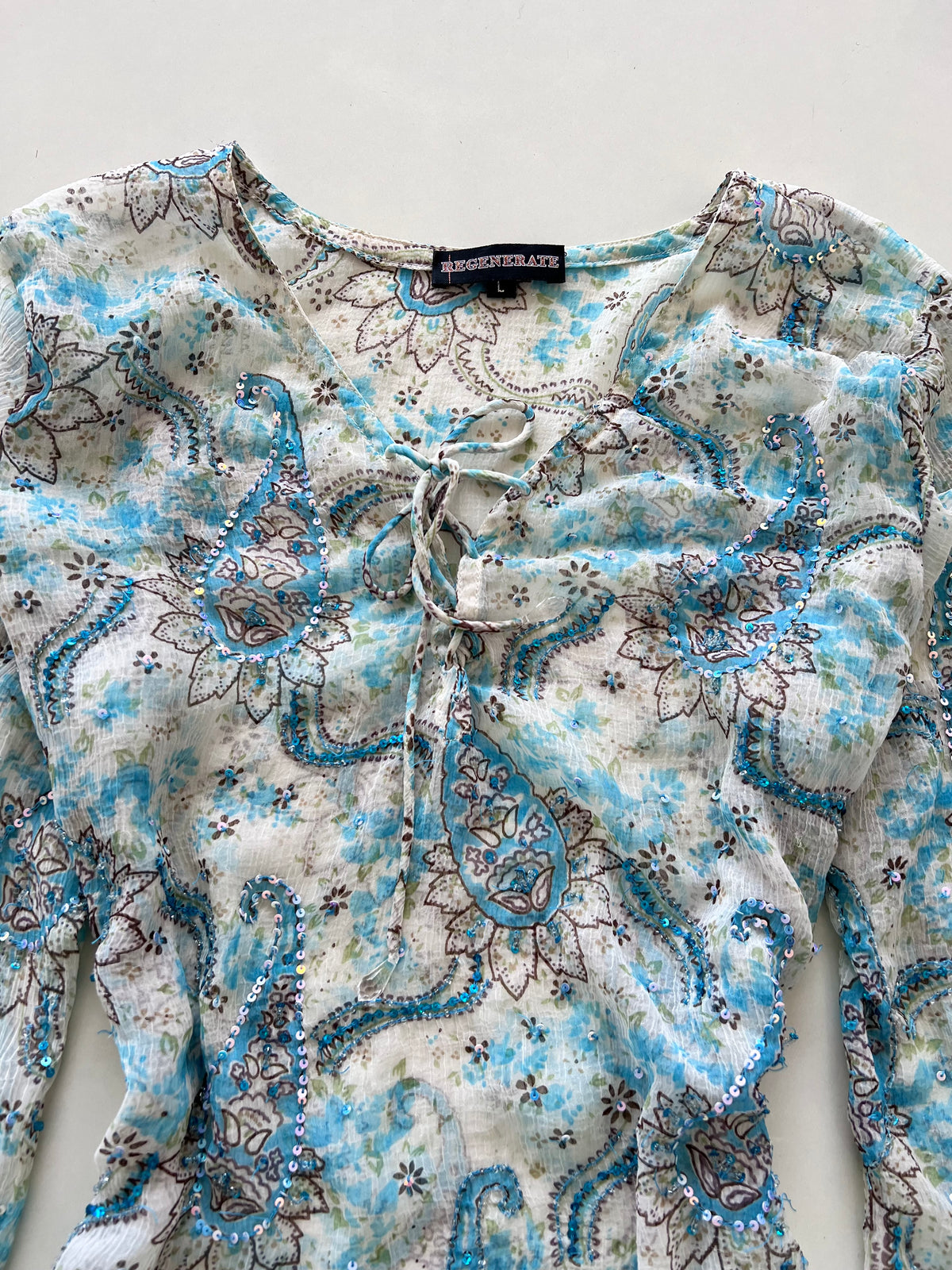 Regenerate Embroidered Sheer Top-Bust 44