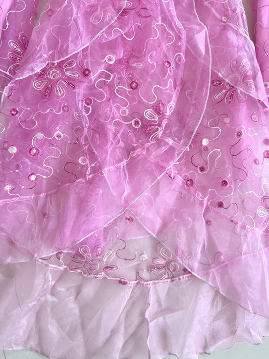 Fairycore Organza Embroidered Sheer Dress-Bust 28 to 32