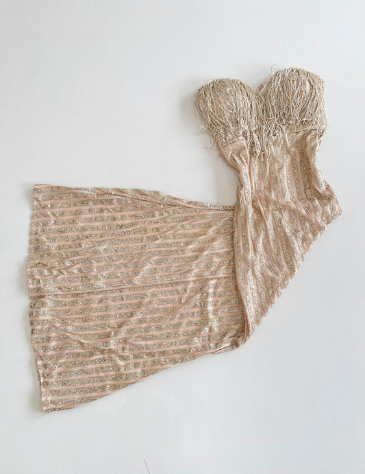 Vintage Fringe Shimmer Dress-Bust 36