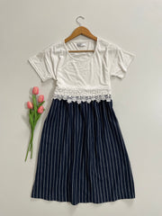 PINSTRIPE LACE DRESS - BUST 34