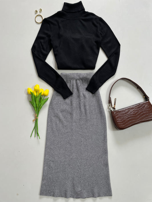 Black Highneck - Bust 38 to 42 | Grey Skirt - Waist 24 to 30