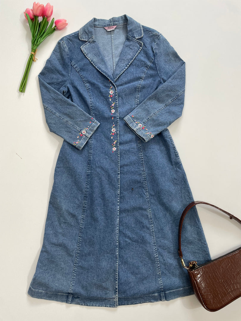 Rouzili Embroidered Denim Dress-Bust 34