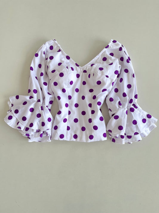Polka Dot Satin Vintage Top-Bust 36