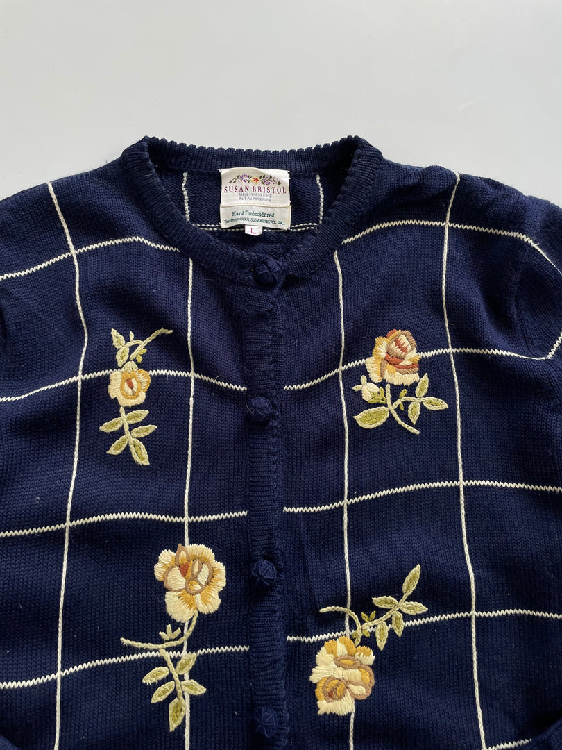 Susan Bristol Hand Embroidered Vintage Cardigan - Bust 40 to 42