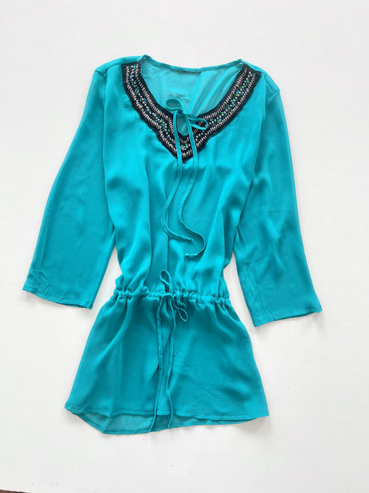 Sheer Embroidered Top-Bust 42