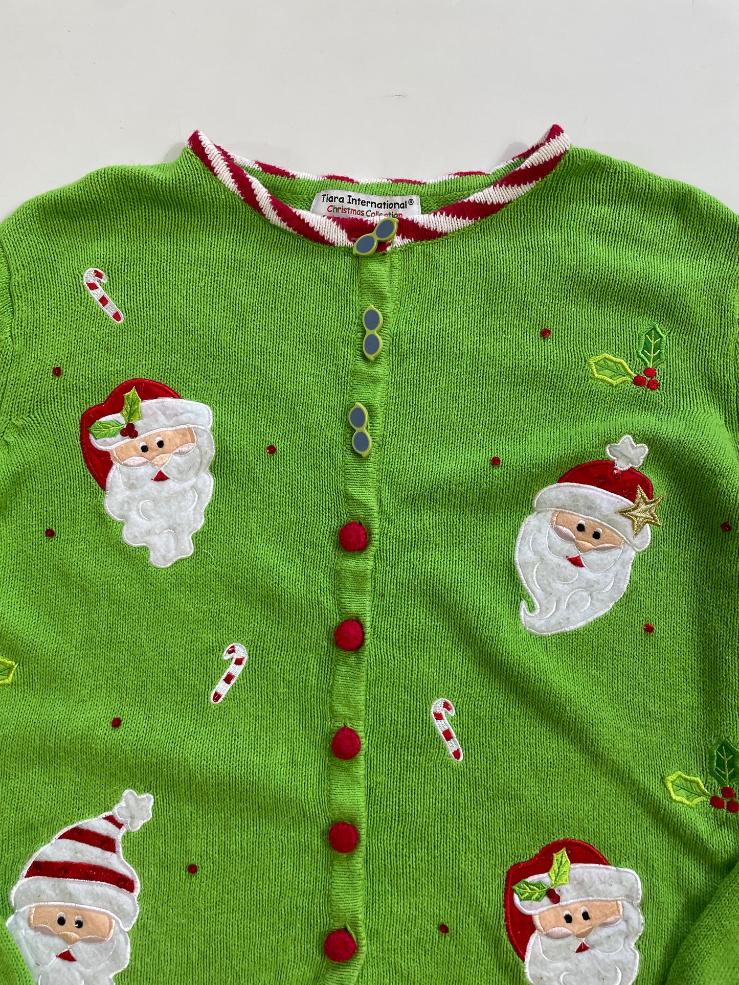 Tiara Santa Green Christmas Sweater - Bust 46 to 50