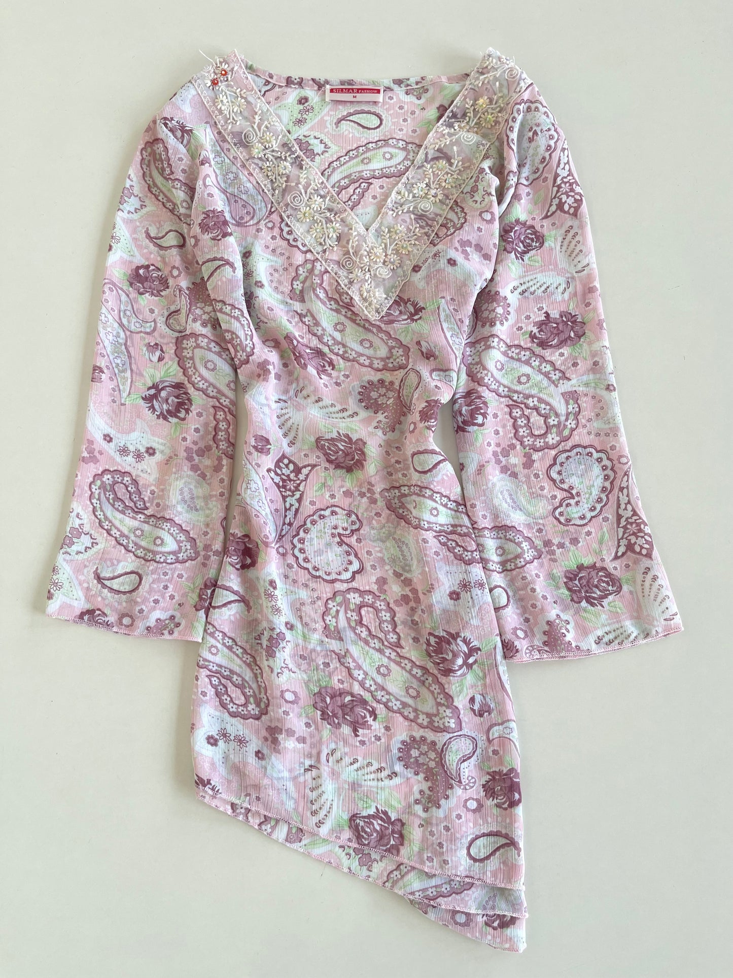 Silmar Sheer Embroidered Top-Bust 36