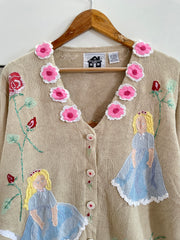 RARE Storybook Embroidered Vintage Sweater-Bust 46