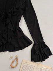 Ruffle Black Top-Bust 32