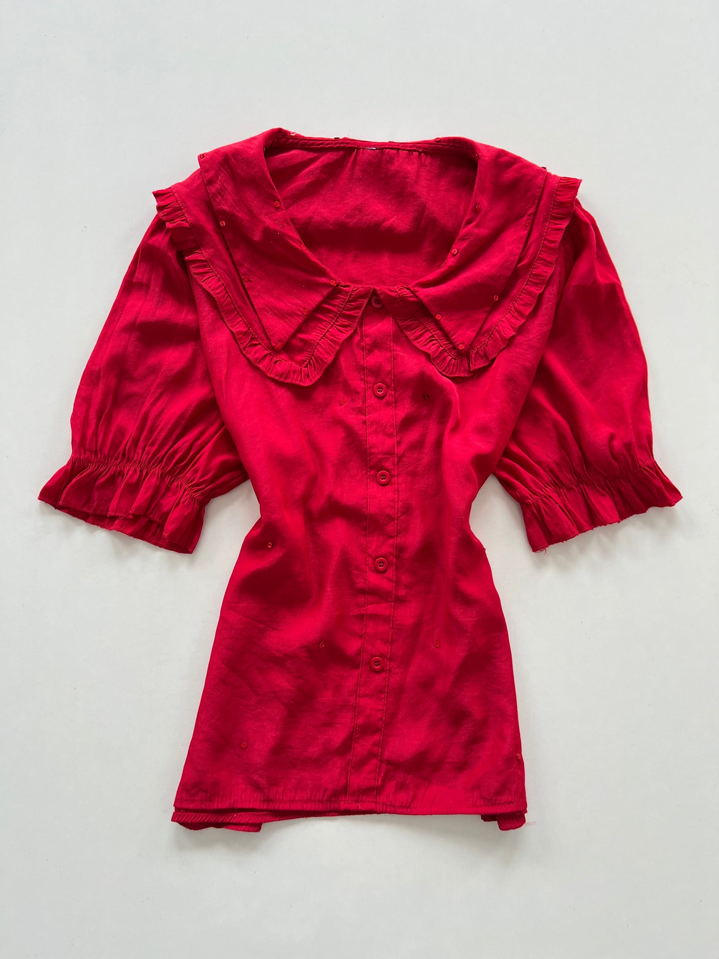 Peter Pan Collared Red Top-Bust 44
