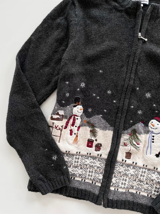 Croft & Barrow Embroidered Christmas Zipper Sweater-Bust 42
