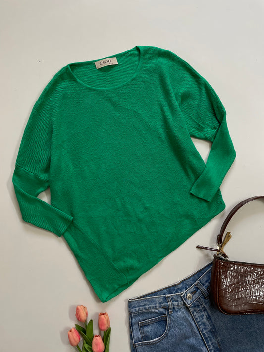 Asymmetric Green Sweater-Bust 36 to 40