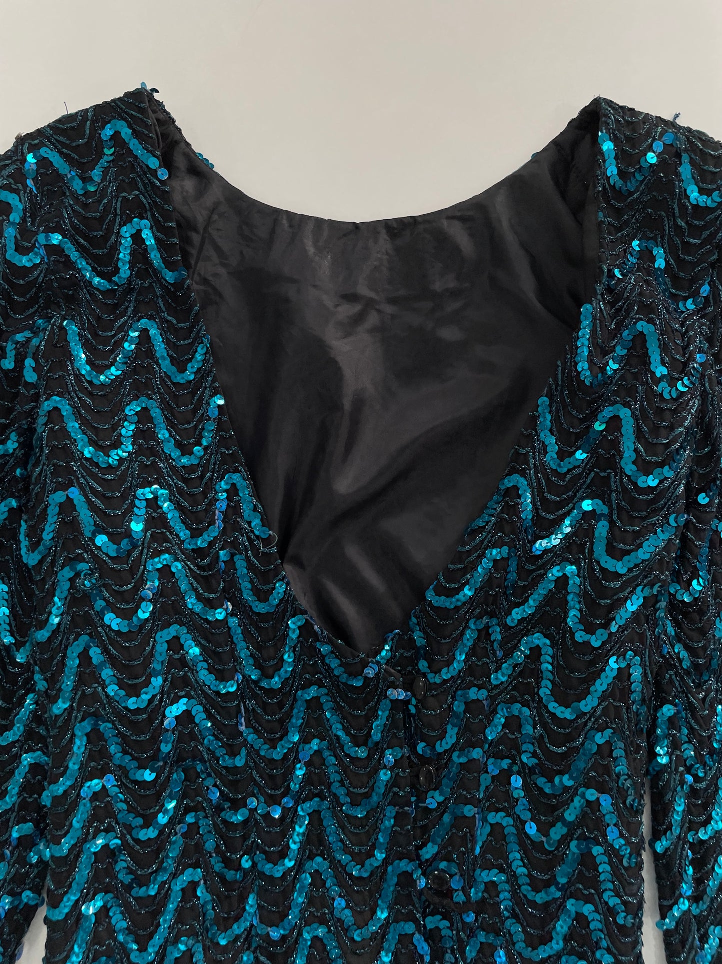 Plunge Neck Sequin Top-Bust 36