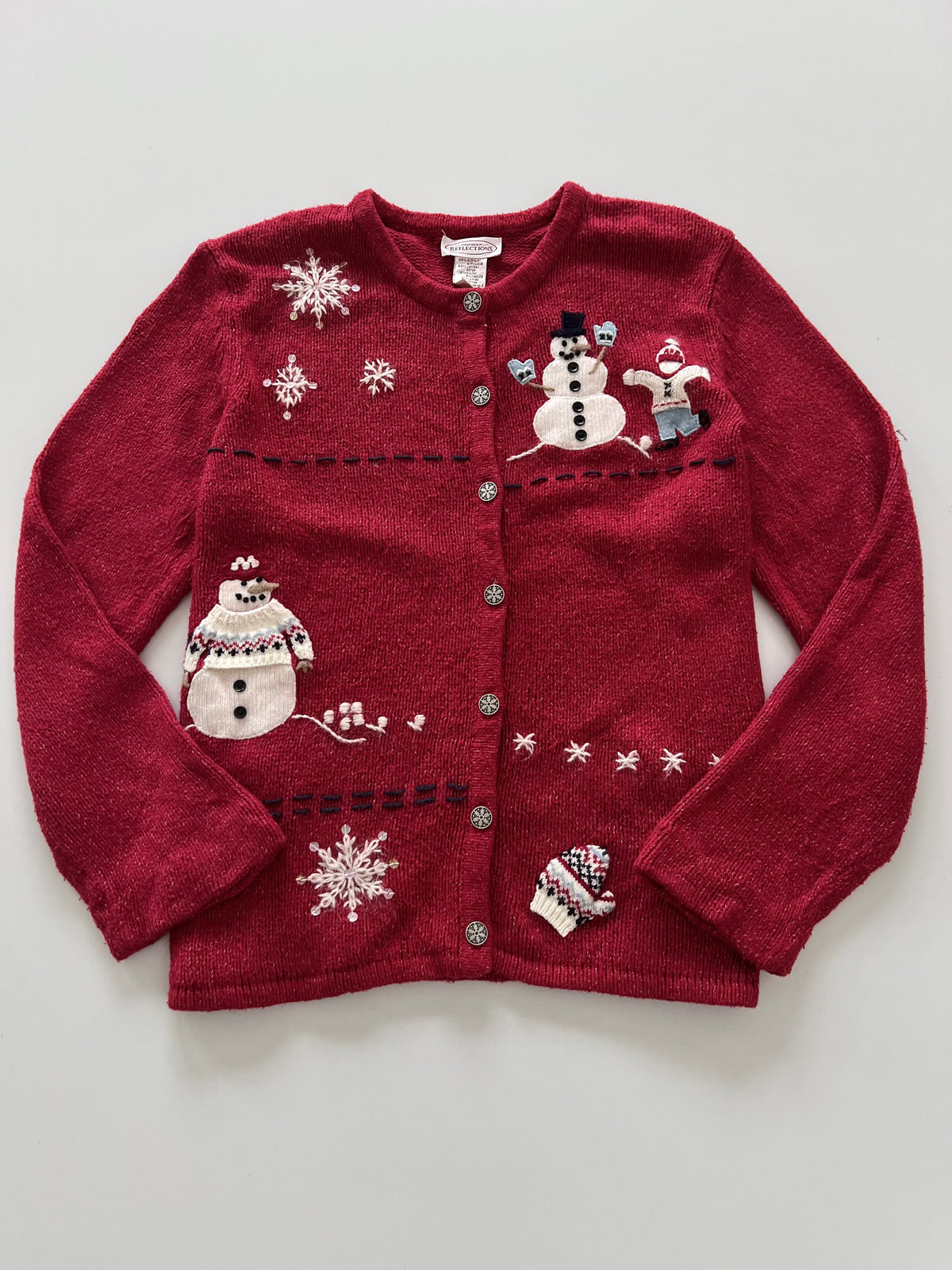 Reflections Embroidered Christmas Cardigan Sweater-Bust 48