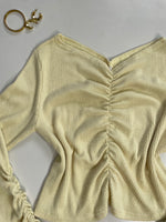 Load image into Gallery viewer, Pastel Yellow Ruched Ribbed Pre Winter Top - Bust 38 to 42
